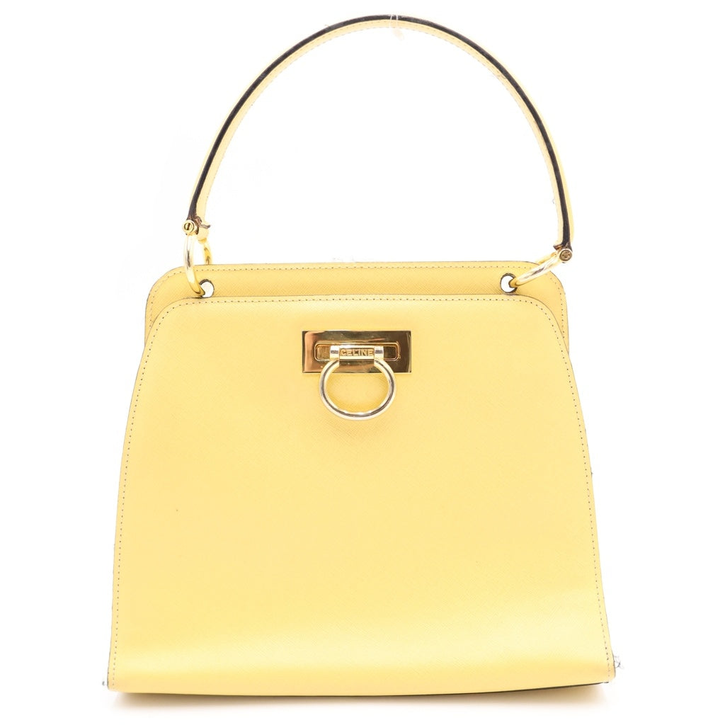 CELINE(セリーヌ) ガンチーニ ゴールド金具 レザー トップハンドルハンドバッグ イエロー レディース