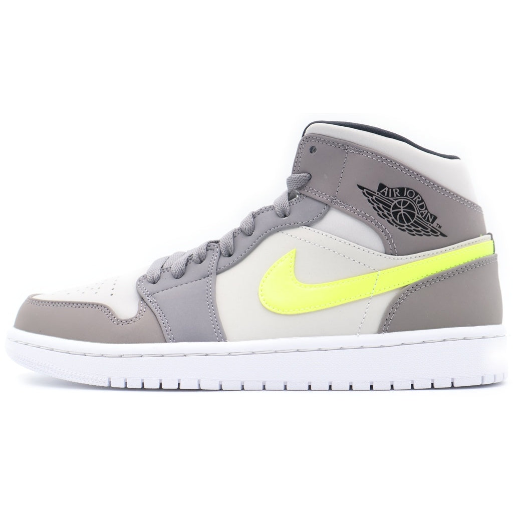 NIKE(ナイキ) AIR JORDAN 1 MID GUNSMOKE VOLT エアジョーダン ガンスモークボルト ミッドカットスニーカー グレー/イエロー US9/27cm 554724-072