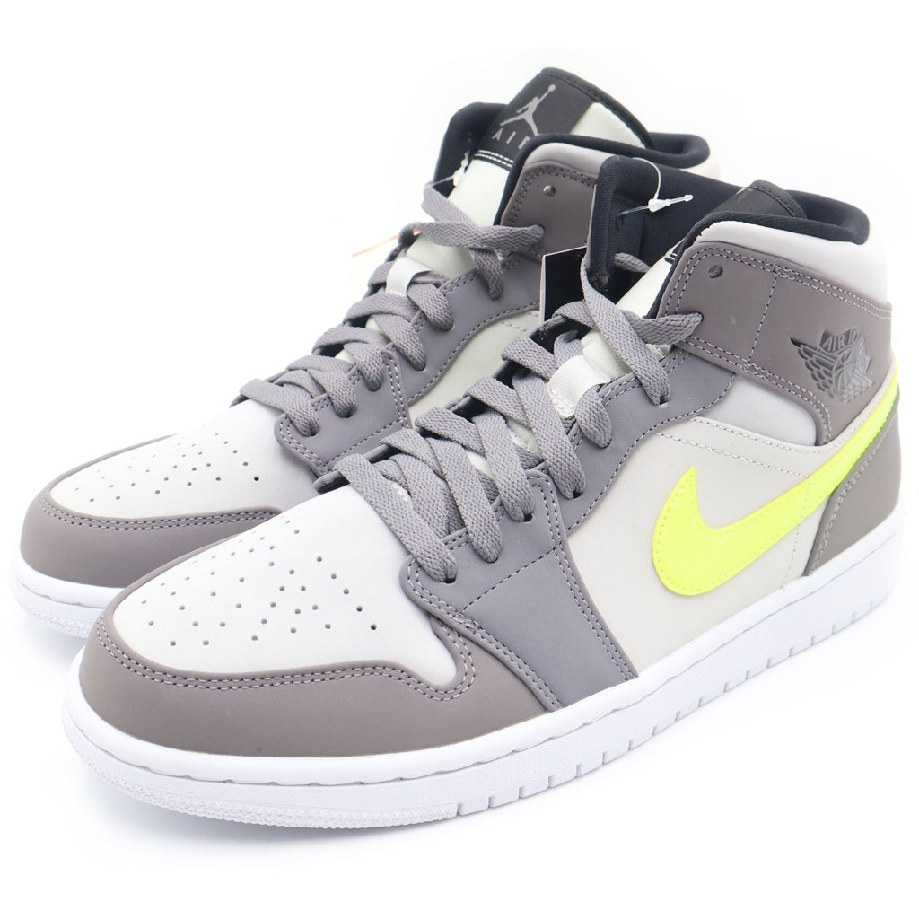 NIKE(ナイキ) AIR JORDAN 1 MID GUNSMOKE VOLT エアジョーダン ガンスモークボルト ミッドカットスニーカー グレー/イエロー US9/27cm 554724-072