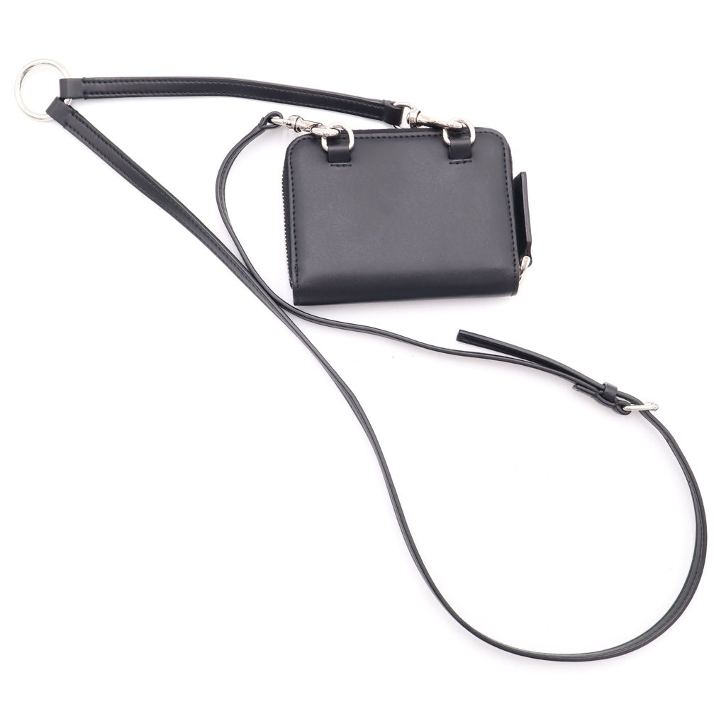 VALENTINO(ヴァレンティノ) VLTN フルオ レザー ロゴデザイン ラウンドジップ コンパクト ウォレット 財布 ブラック/ブルー TY0P0R48CFW レディース