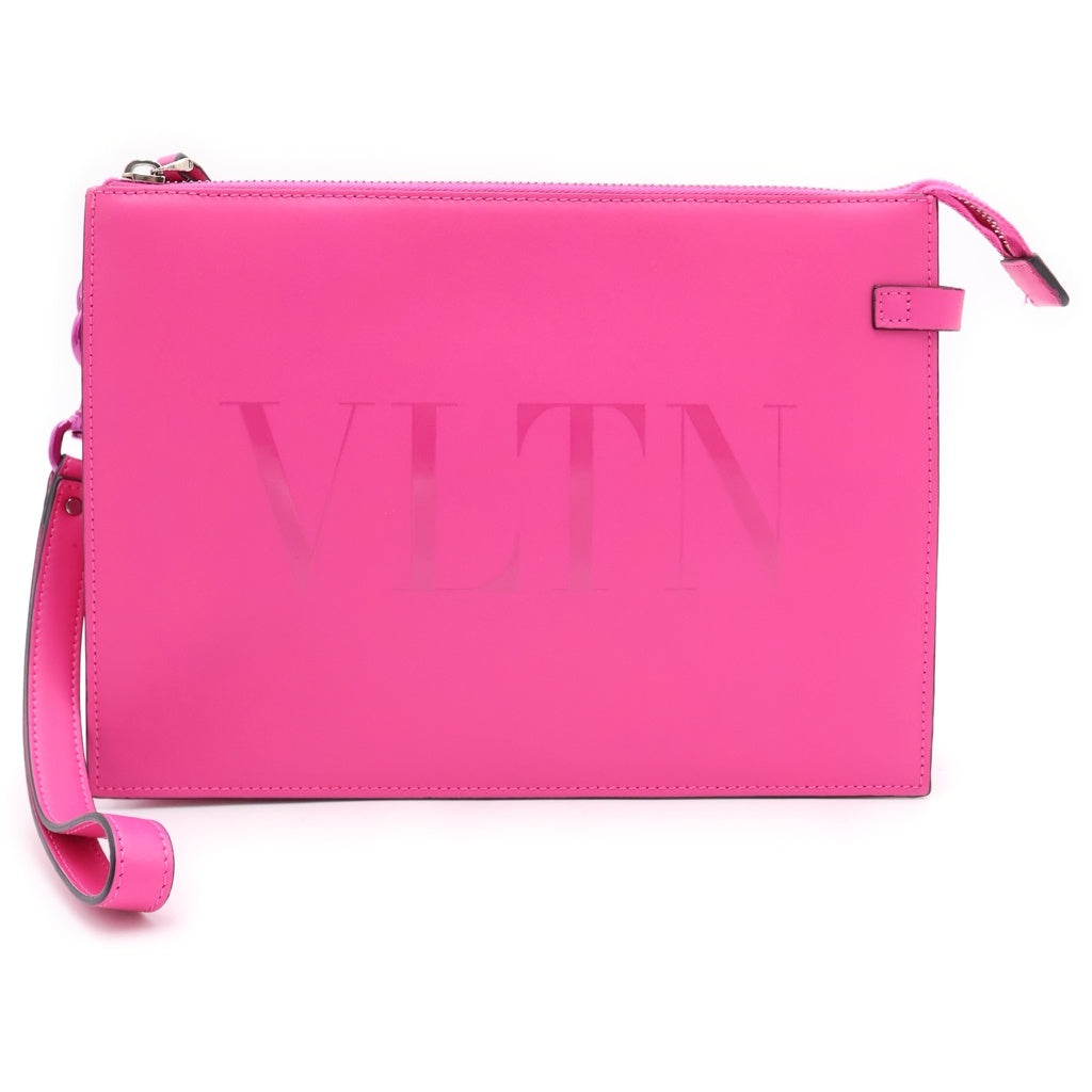VALENTINO(ヴァレンティノ) 22AW VLTN カーフスキン ポーチ セカンドバッグ クラッチバッグ ピンク 1Y0P0P09CCV レディース