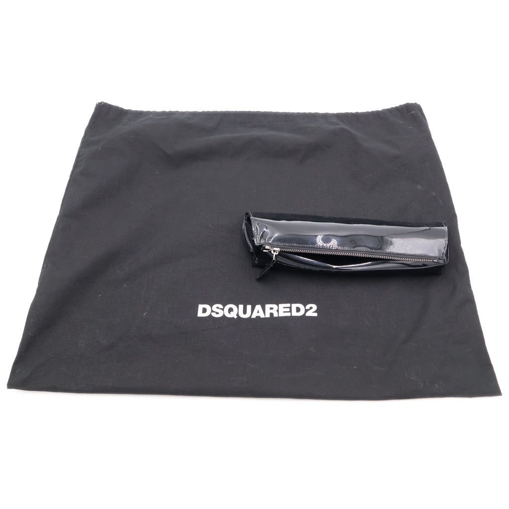 DSQUARED2(ディースクエアード) BE COOL BE NICE プリントデザイン エナメル トートバッグ ブラック