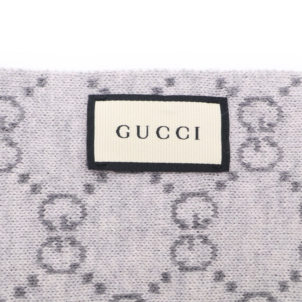GUCCI(グッチ) GGロゴ 総柄 ウール ストール マフラー グレー 325806