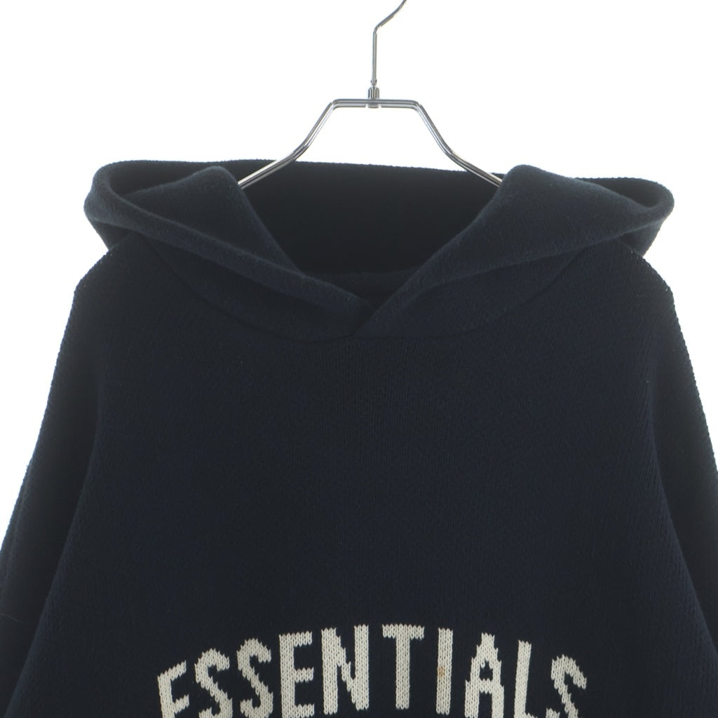 FEAR OF GOD ESSENTIALS(フィアオブゴッド エッセンシャルズ) KNIT HOODIE フロントロゴデザイン ニット プルオーバーパーカー フーディ ブラック