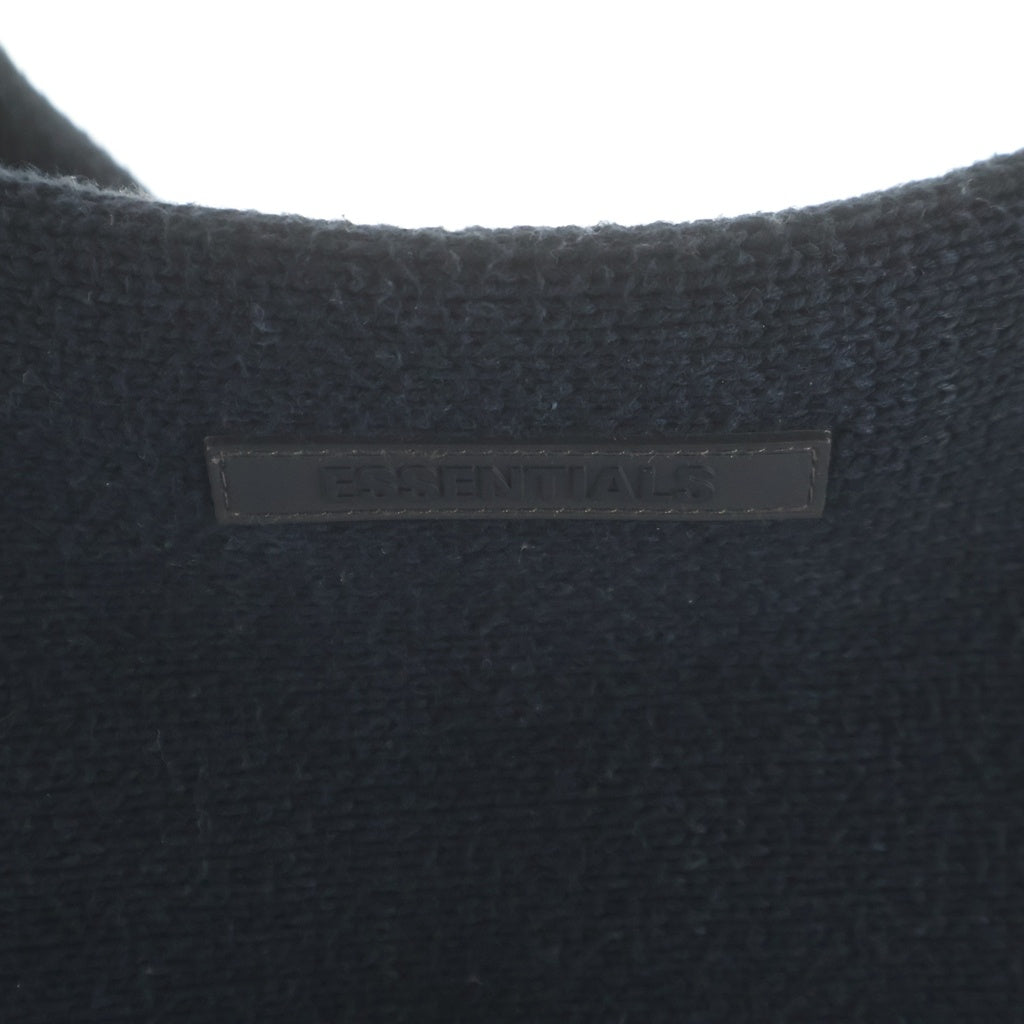FEAR OF GOD ESSENTIALS(フィアオブゴッド エッセンシャルズ) KNIT HOODIE フロントロゴデザイン ニット プルオーバーパーカー フーディ ブラック