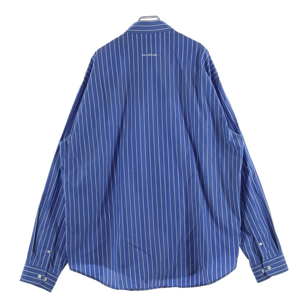BALENCIAGA(バレンシアガ) 18AW テレフォンナンバー ストライプ 長袖シャツ ブルー 542175 TBM12