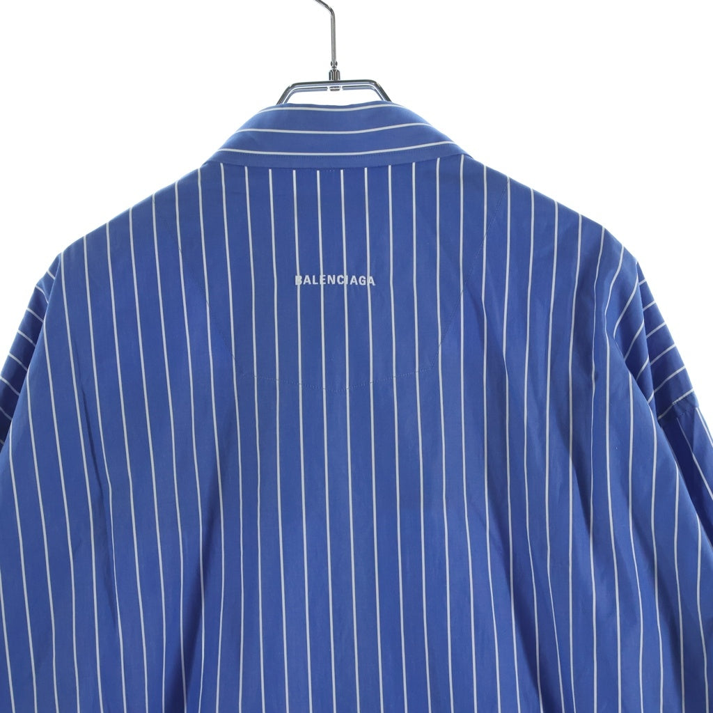 BALENCIAGA(バレンシアガ) 18AW テレフォンナンバー ストライプ 長袖シャツ ブルー 542175 TBM12