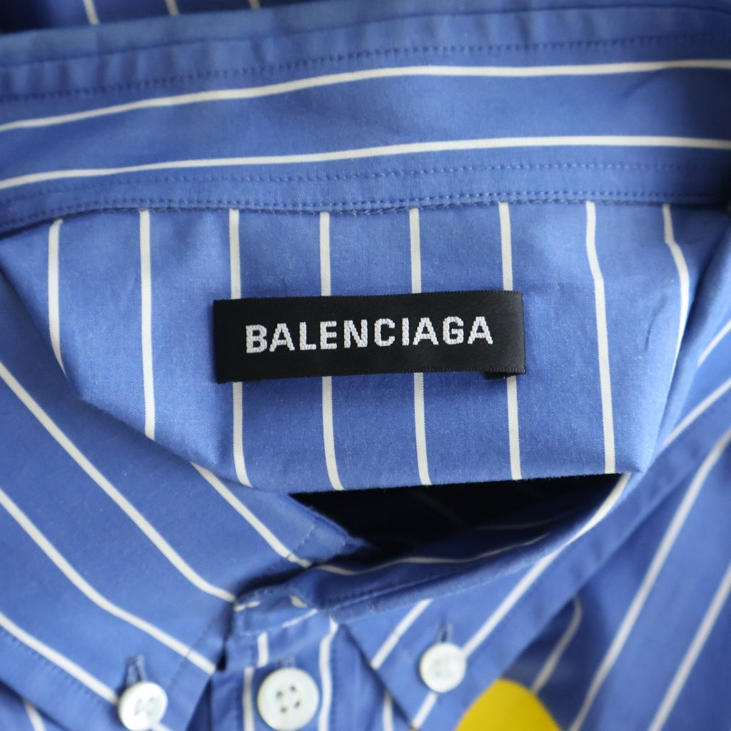 BALENCIAGA(バレンシアガ) 18AW テレフォンナンバー ストライプ 長袖シャツ ブルー 542175 TBM12