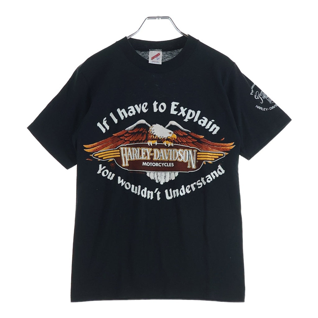 VINTAGE(ヴィンテージ) 80S VINTAGE HarleyDavidson ハーレーダビッドソン イーグル&シールドプリントTシャツ 半袖カットソー ブラック