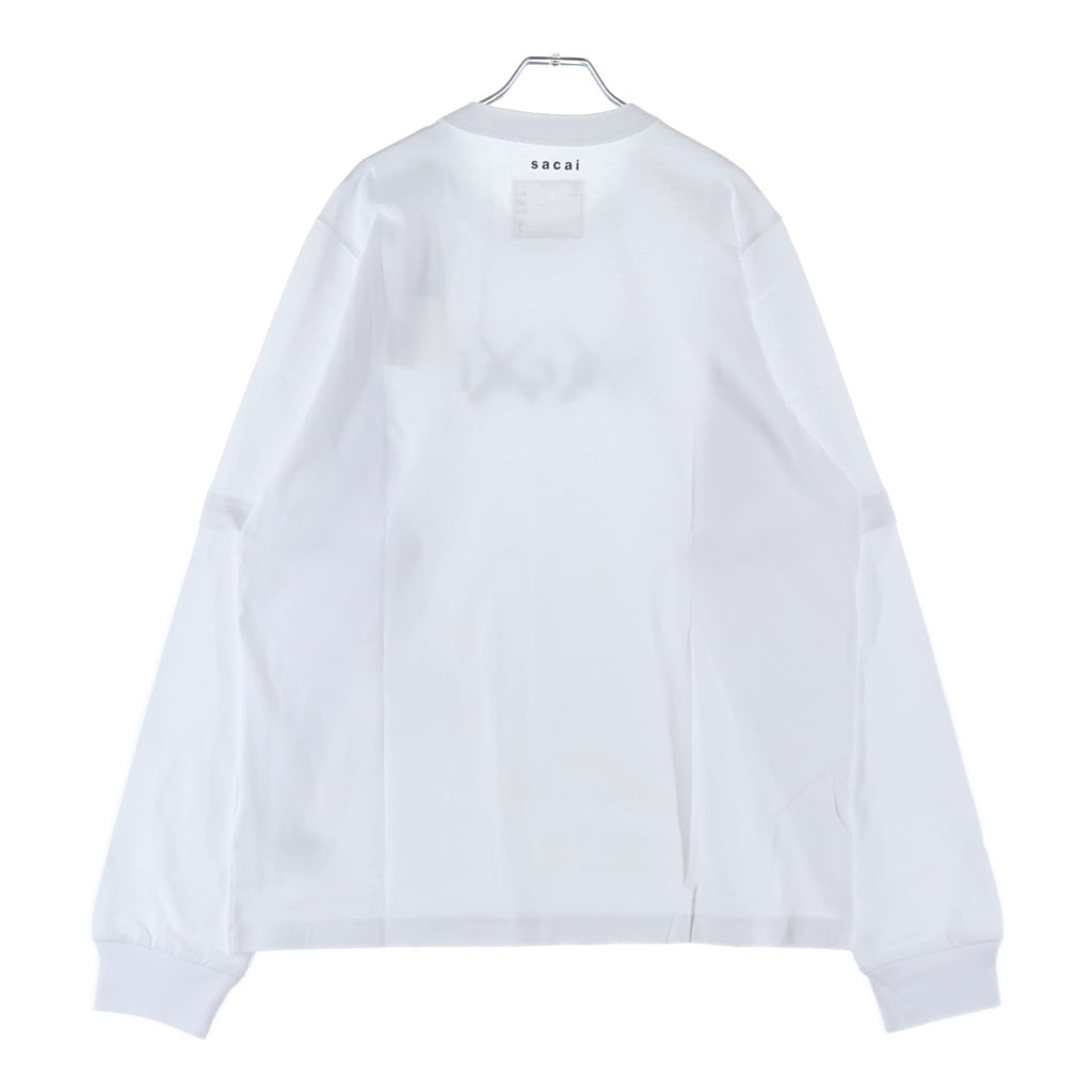 Sacai(サカイ) 21AW ×KAWS FLOCK PRINT LONG SLEEVE T-SHIRT カウズ フロックプリント コットン クルーネック長袖Tシャツ カットソー ホワイト 21-0287S