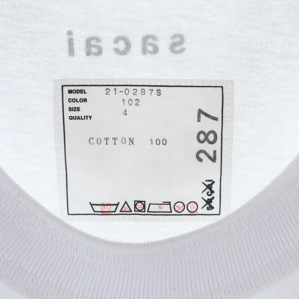 Sacai(サカイ) 21AW ×KAWS FLOCK PRINT LONG SLEEVE T-SHIRT カウズ フロックプリント コットン クルーネック長袖Tシャツ カットソー ホワイト 21-0287S