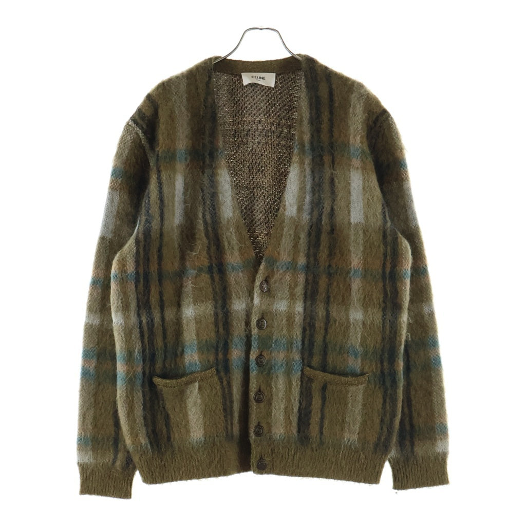 CELINE(セリーヌ) 20AW BRUSHED MOHAIR CHECK CARDIGAN ブラッシュドモヘア チェックカーディガン グリーン 2A32J204L