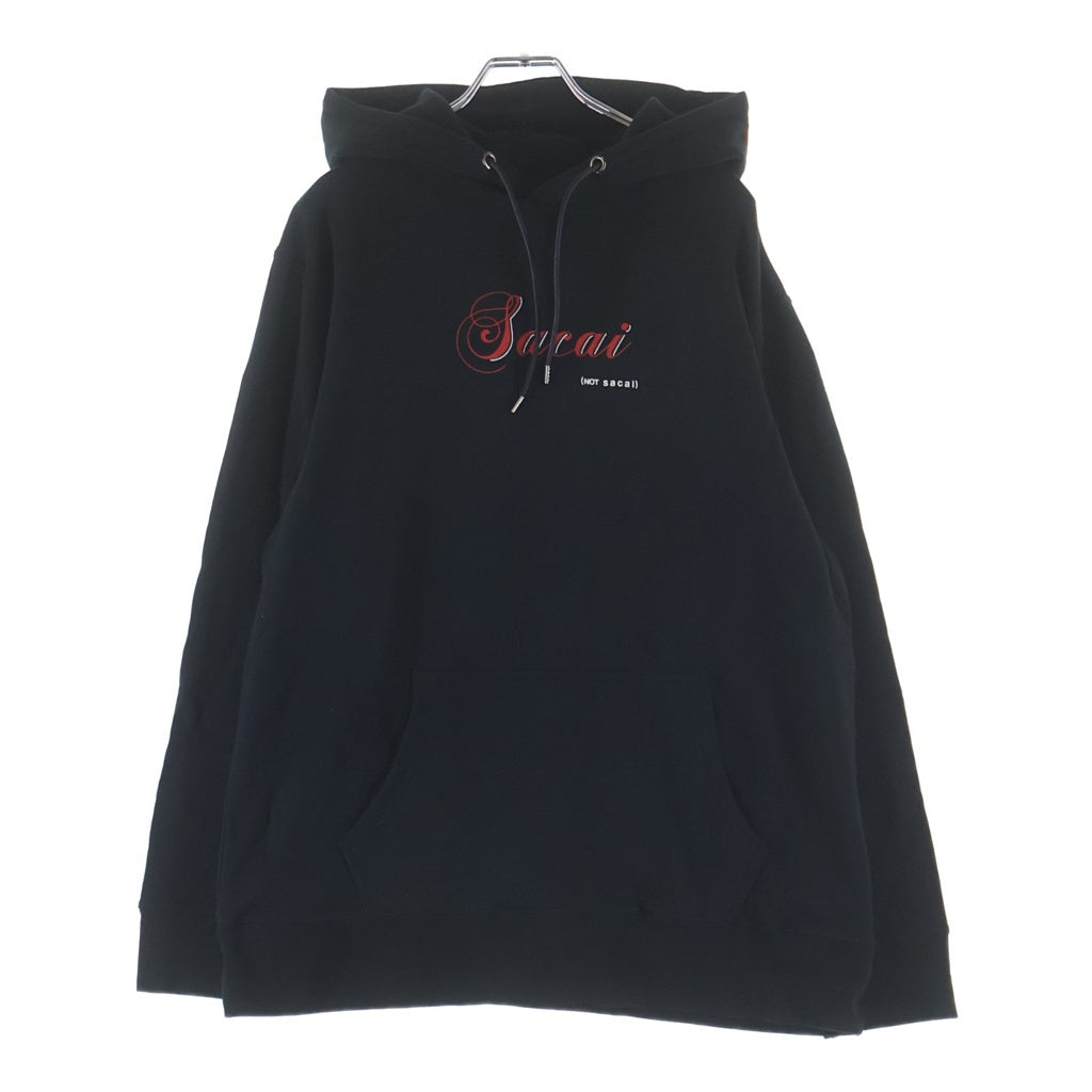 Sacai(サカイ) 19AW ×FRAGMENT DESIGN フラグメントデザイン コットン 両面プリント プルオーバーフーディー パーカー ブラック 19-02028M