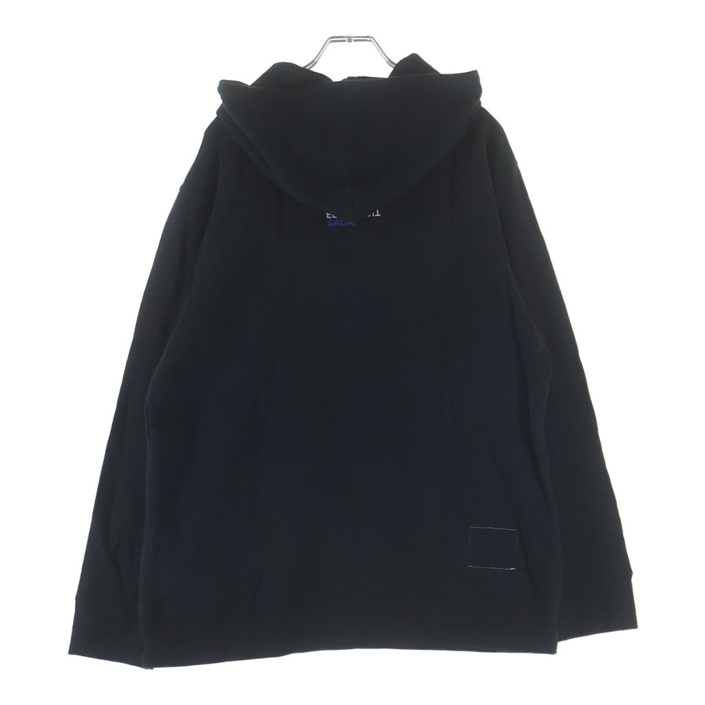 Sacai(サカイ) 19AW ×FRAGMENT DESIGN フラグメントデザイン コットン 両面プリント プルオーバーフーディー パーカー ブラック 19-02028M