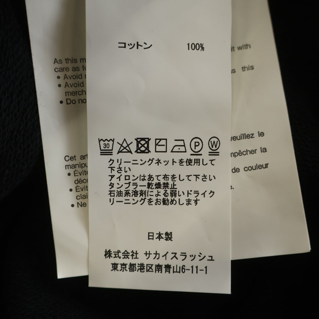 Sacai(サカイ) 19AW ×FRAGMENT DESIGN フラグメントデザイン コットン 両面プリント プルオーバーフーディー パーカー ブラック 19-02028M
