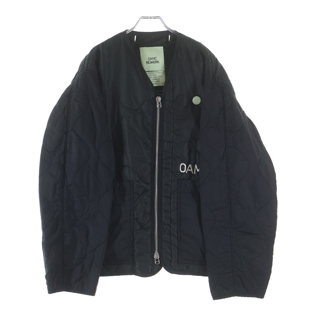 OAMC(オーエーエムシー) 22AW RE WORK OVERDYED M-65 LINER オーバーダイ ナイロン キルティング ロゴエンブロイダリー サイドカットライナー ブラック/グリーン 22A28OAX08