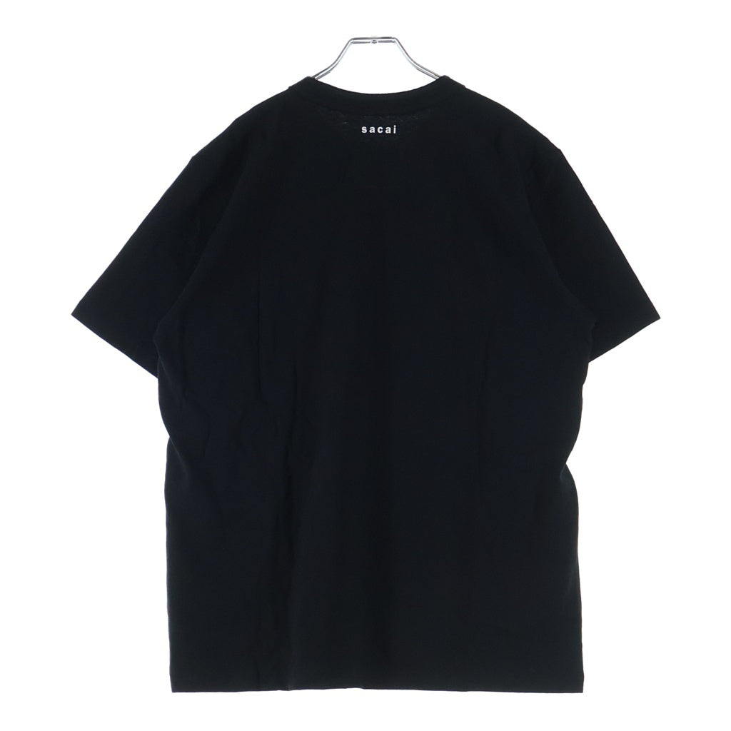 Sacai(サカイ) 21AW ×KAWS FLOCK PRINT T-SHIRT カウズ フロックプリント コットン クルーネックTシャツ カットソー ブラック 21-0288S