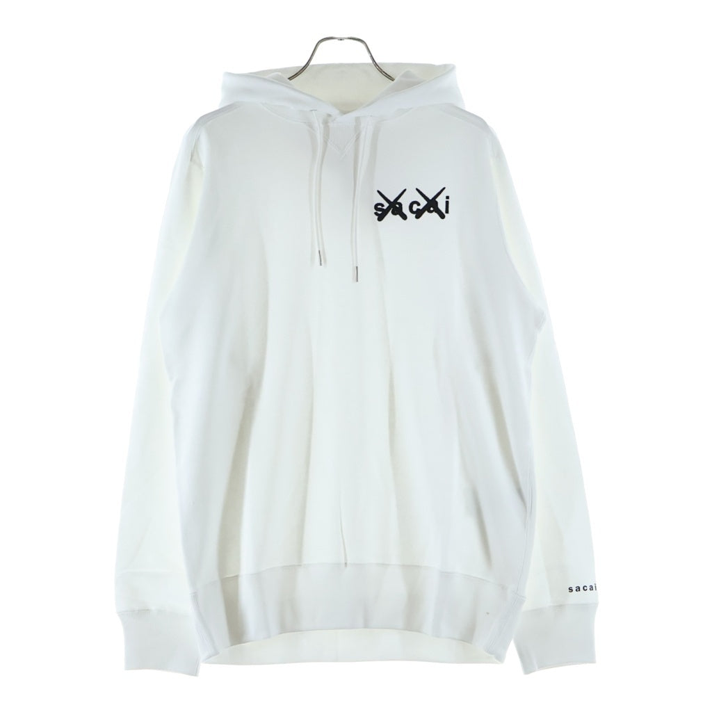 Sacai(サカイ) 21AW ×KAWS EMBROIDERY HOODIE カウズ コットン ロゴエンブロイダリー プルオーバーフーディー パーカー ホワイト 21-0283S