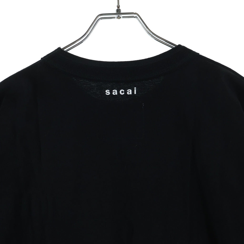 Sacai(サカイ) 21AW ×KAWS EMBROIDERY カウズ コットン ロゴエンブロイダリー クルーネックTシャツ カットソー ブラック 21-0285S