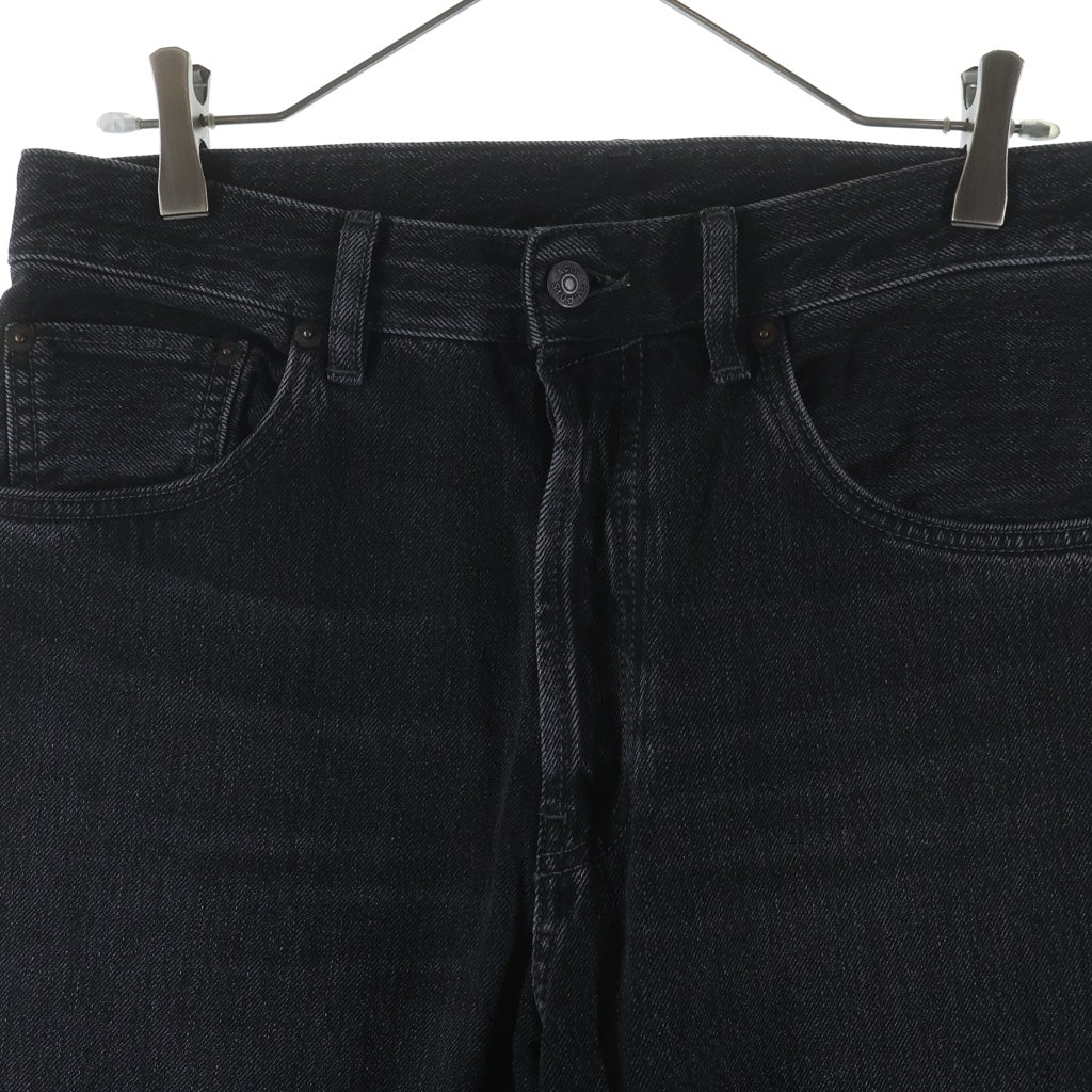 Acne Studios(アクネ ストゥディオズ) 2021M Black LOOSE BOOTCUT JEANS バックロゴパッチ ウオッシュド加工 マルチポケット ボタンフライ ルーズブーツカット デニム パンツ ブラック B00269