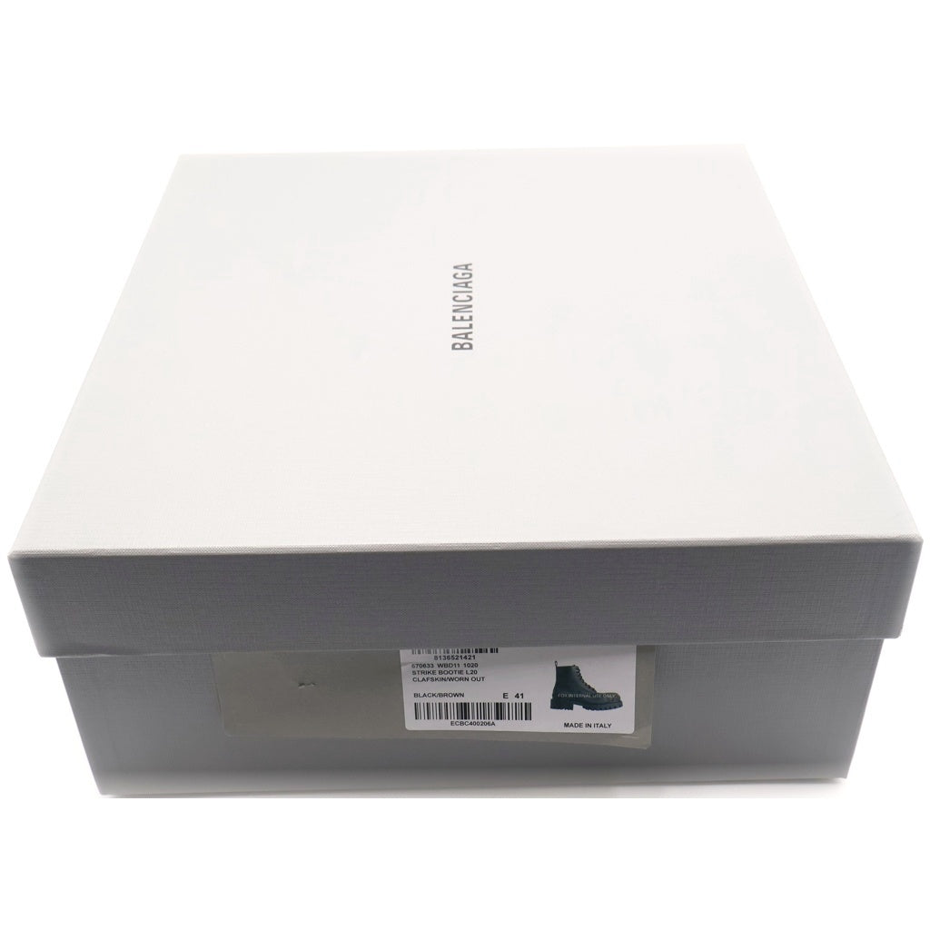 BALENCIAGA(バレンシアガ) STRIKE BOOTIE ダメージ加工 ストライク レースアップ レザー ブーツ ブラウン 670633