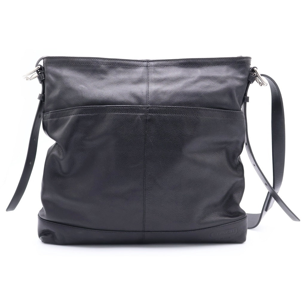 COACH(コーチ) トンプソン チャーム付き レザー シルバー金具 ショルダーバッグ ブラック 70308 レディース
