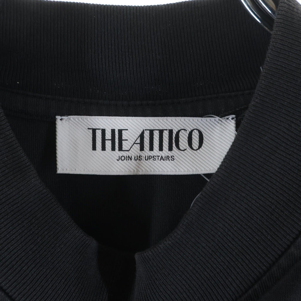 THE ATTICO(ジ・アティコ) 26SS ロゴ刺繍 モックネック半袖Tシャツ カットソー ブラック 260WCT00360