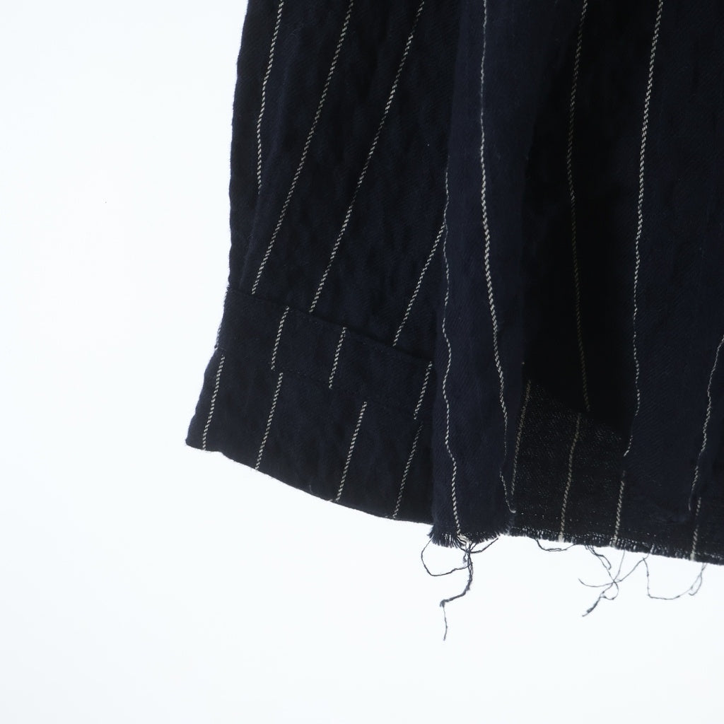 NO BRAND(ノーブランド) H+ HANNOH WESSEL (アッシュプリュス アノー ヴェセル) ストライプ コットン 長袖シャツ ネイビー/ホワイト