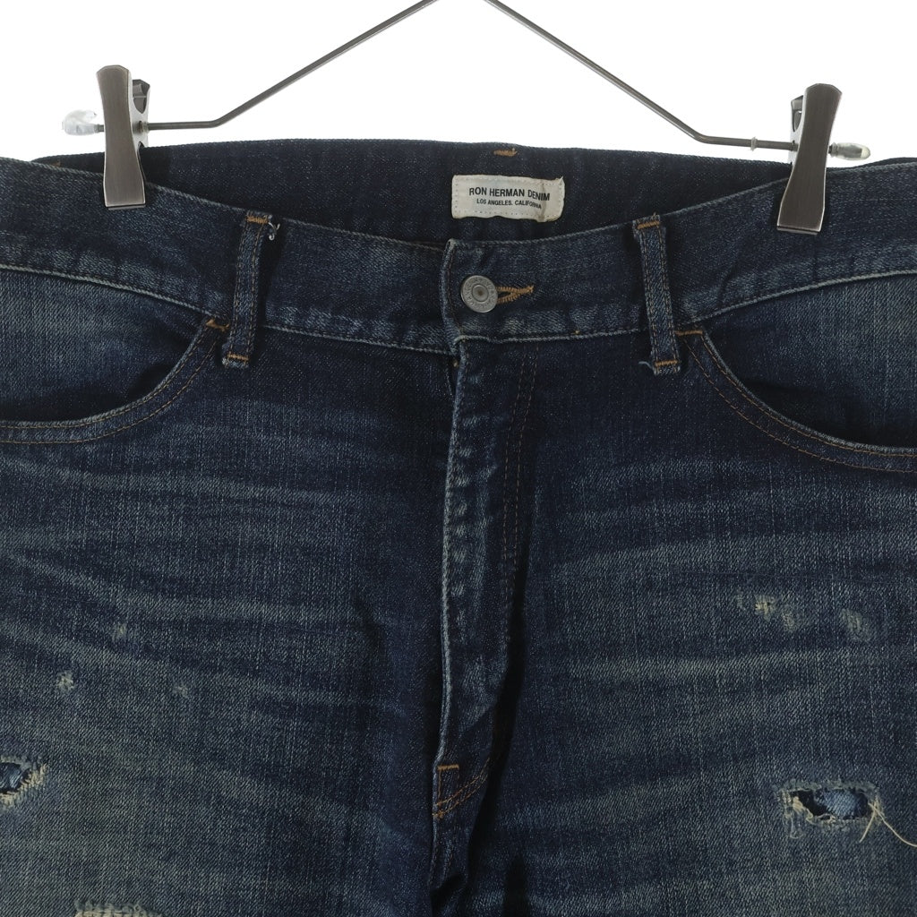 RON HERMAN DENIM(ロンハーマンデニム) ダメージ リペア加工 ストレート ジップフライ デニムパンツ インディゴ 2720600076