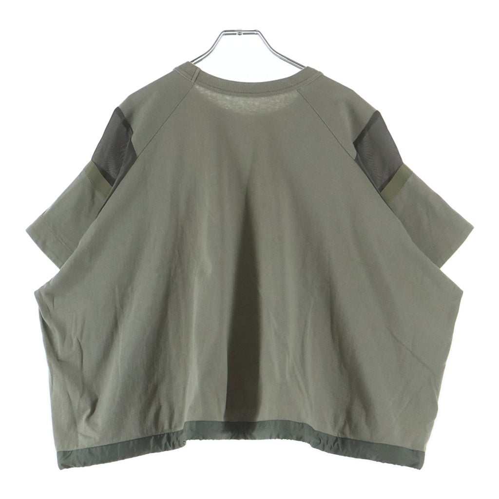 Sacai(サカイ) SOLID SATIN COTTON JERSEY ソリッドサテン コットンジャージー クルーネック半袖Tシャツカットソー カーキ 23-06567