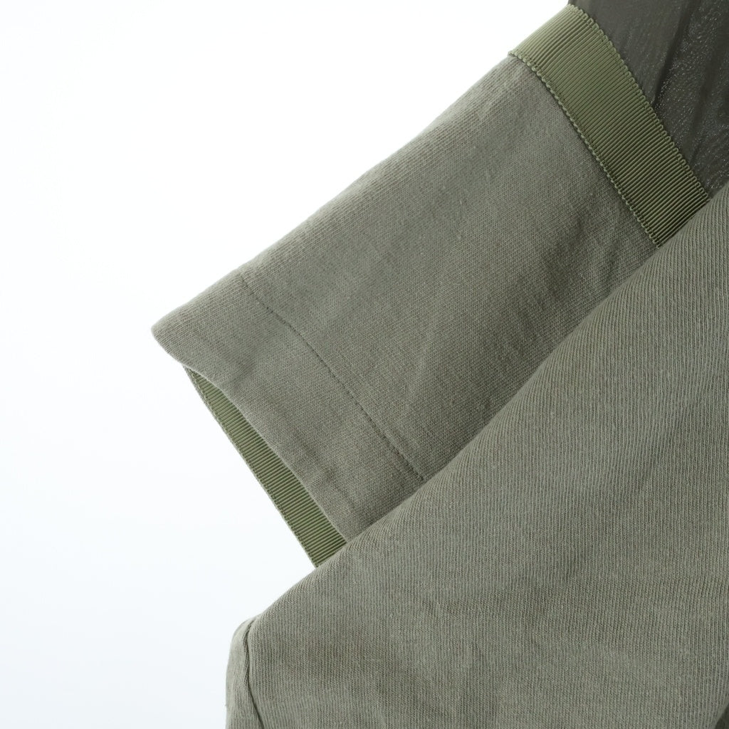 Sacai(サカイ) SOLID SATIN COTTON JERSEY ソリッドサテン コットンジャージー クルーネック半袖Tシャツカットソー カーキ 23-06567