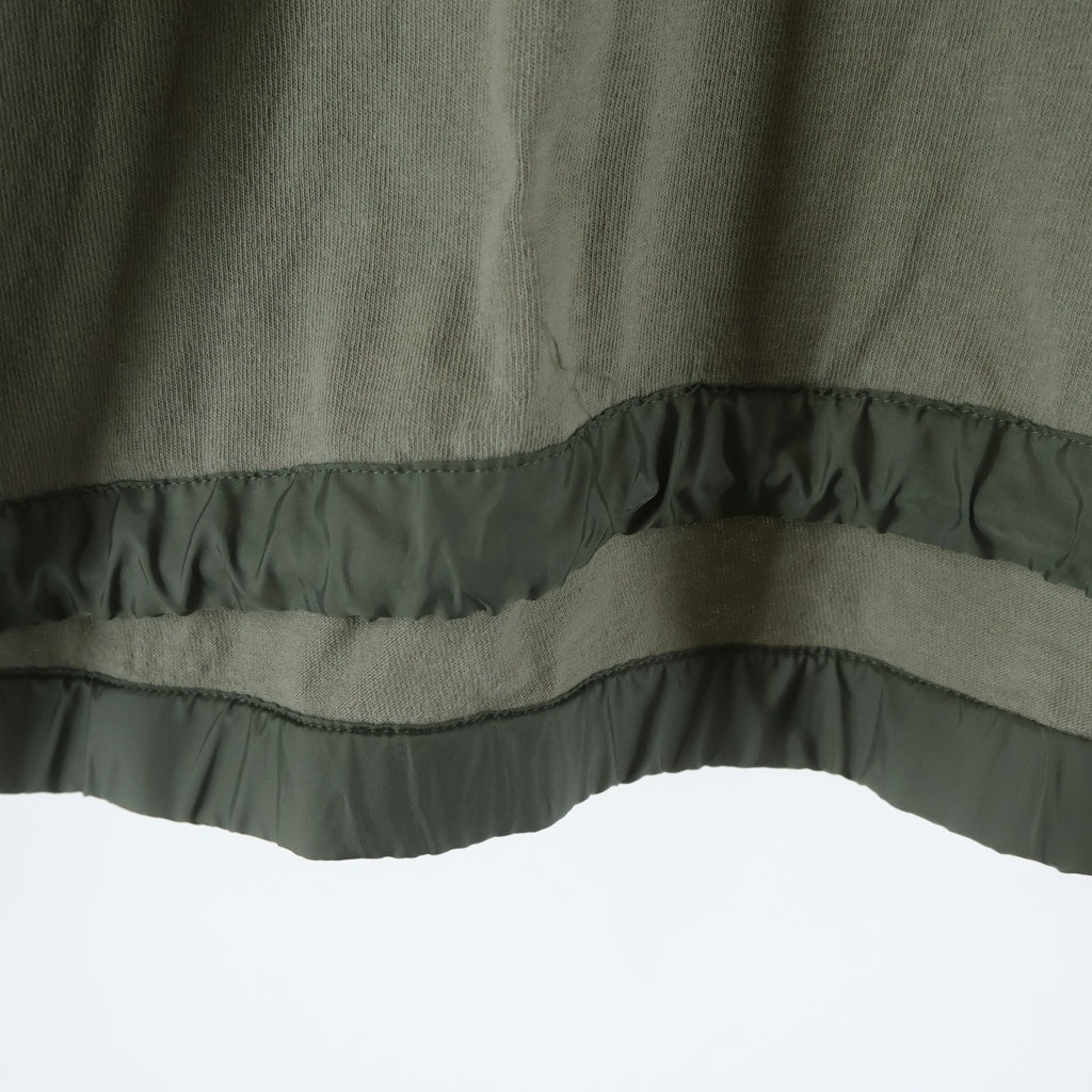 Sacai(サカイ) SOLID SATIN COTTON JERSEY ソリッドサテン コットンジャージー クルーネック半袖Tシャツカットソー カーキ 23-06567