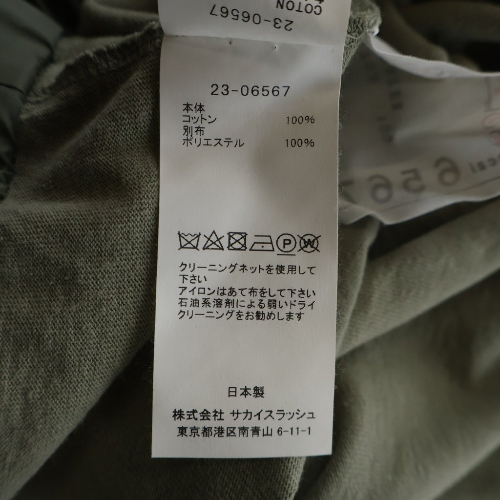 Sacai(サカイ) SOLID SATIN COTTON JERSEY ソリッドサテン コットンジャージー クルーネック半袖Tシャツカットソー カーキ 23-06567