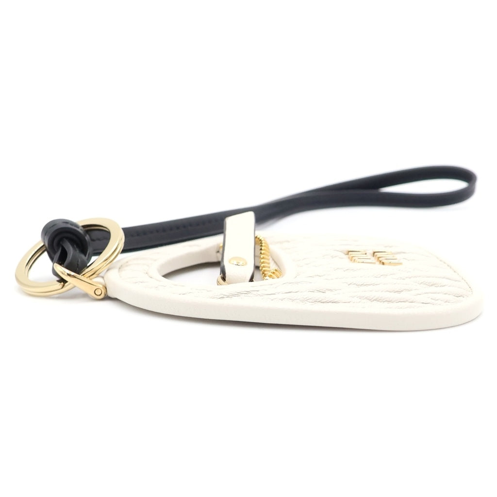 miumiu(ミュウミュウ) TRICK PELLE WANDER KEYCHAIN レザートリック ワンダー バッグ型チャーム キーリング ホワイト/ブラック 5TL357 2CWB F0009 レディース