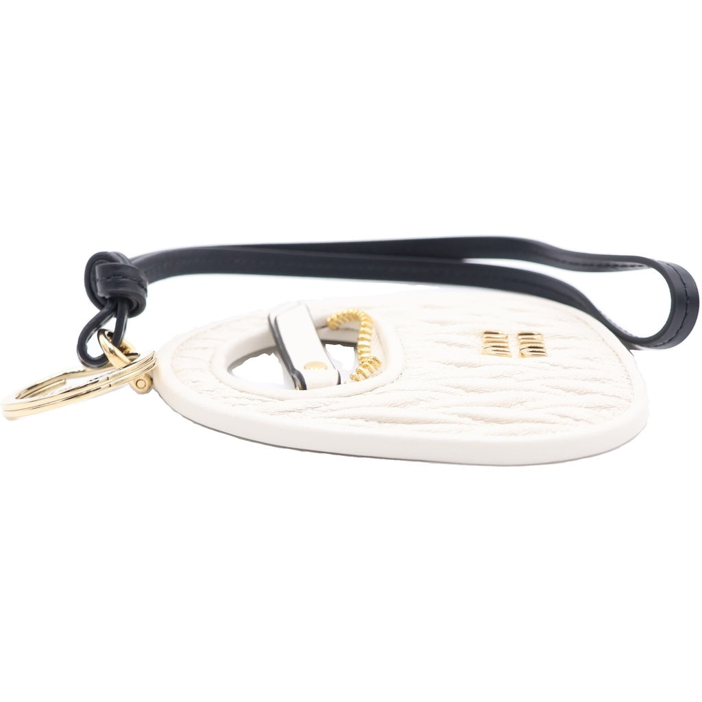 miumiu(ミュウミュウ) TRICK PELLE WANDER KEYCHAIN レザートリック ワンダー バッグ型チャーム キーリング ホワイト/ブラック 5TL357 2CWB F0009 レディース