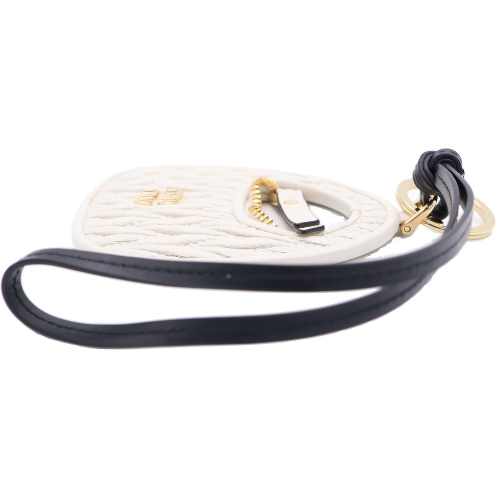 miumiu(ミュウミュウ) TRICK PELLE WANDER KEYCHAIN レザートリック ワンダー バッグ型チャーム キーリング ホワイト/ブラック 5TL357 2CWB F0009 レディース
