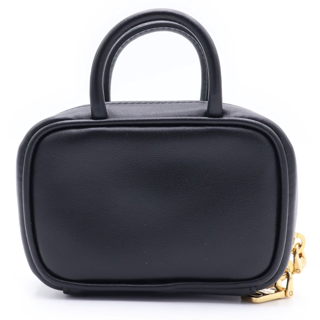 miumiu(ミュウミュウ) BEAU LEATHER MICRO-BAG ボー ロゴエンボス加工 マイクロバック レザーチャーム キーホルダー ブラック 5NR036 2F8W F0002 レディース