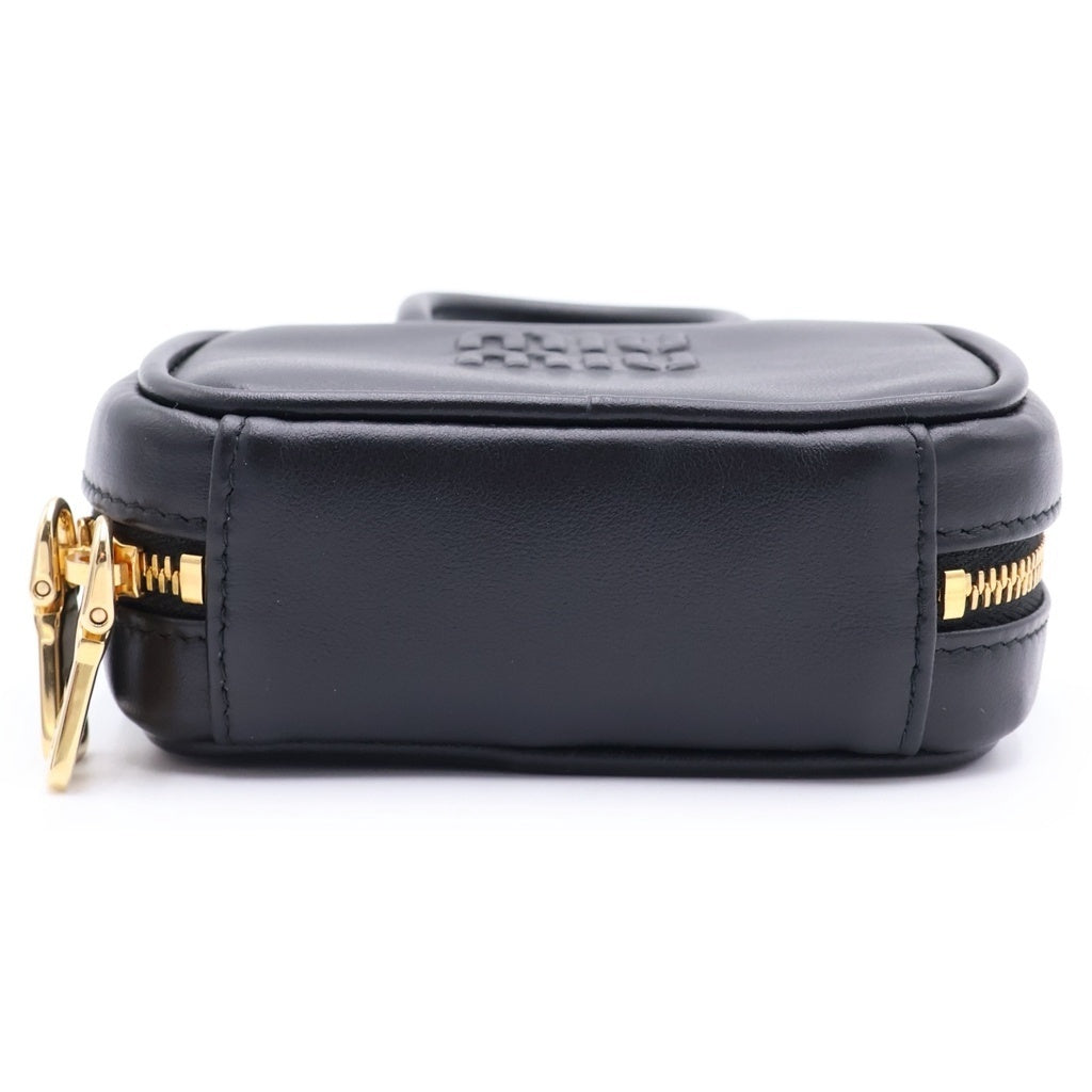 miumiu(ミュウミュウ) BEAU LEATHER MICRO-BAG ボー ロゴエンボス加工 マイクロバック レザーチャーム キーホルダー ブラック 5NR036 2F8W F0002 レディース