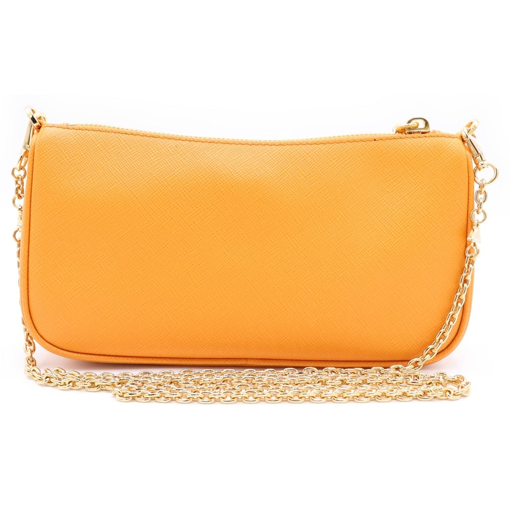 PRADA(プラダ) AMBRA サフィアーノレザー 三角ロゴプレート ショルダーバッグ オレンジ 1BC245 NZV F0287 レディース