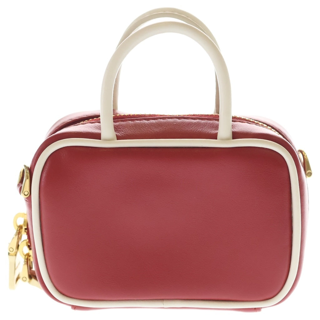 miumiu(ミュウミュウ) BEAU LEATHER MICRO-BAG ボー ロゴエンボス加工 マイクロバック レザーチャーム キーホルダー レッド/ホワイト 5NR020 レディース