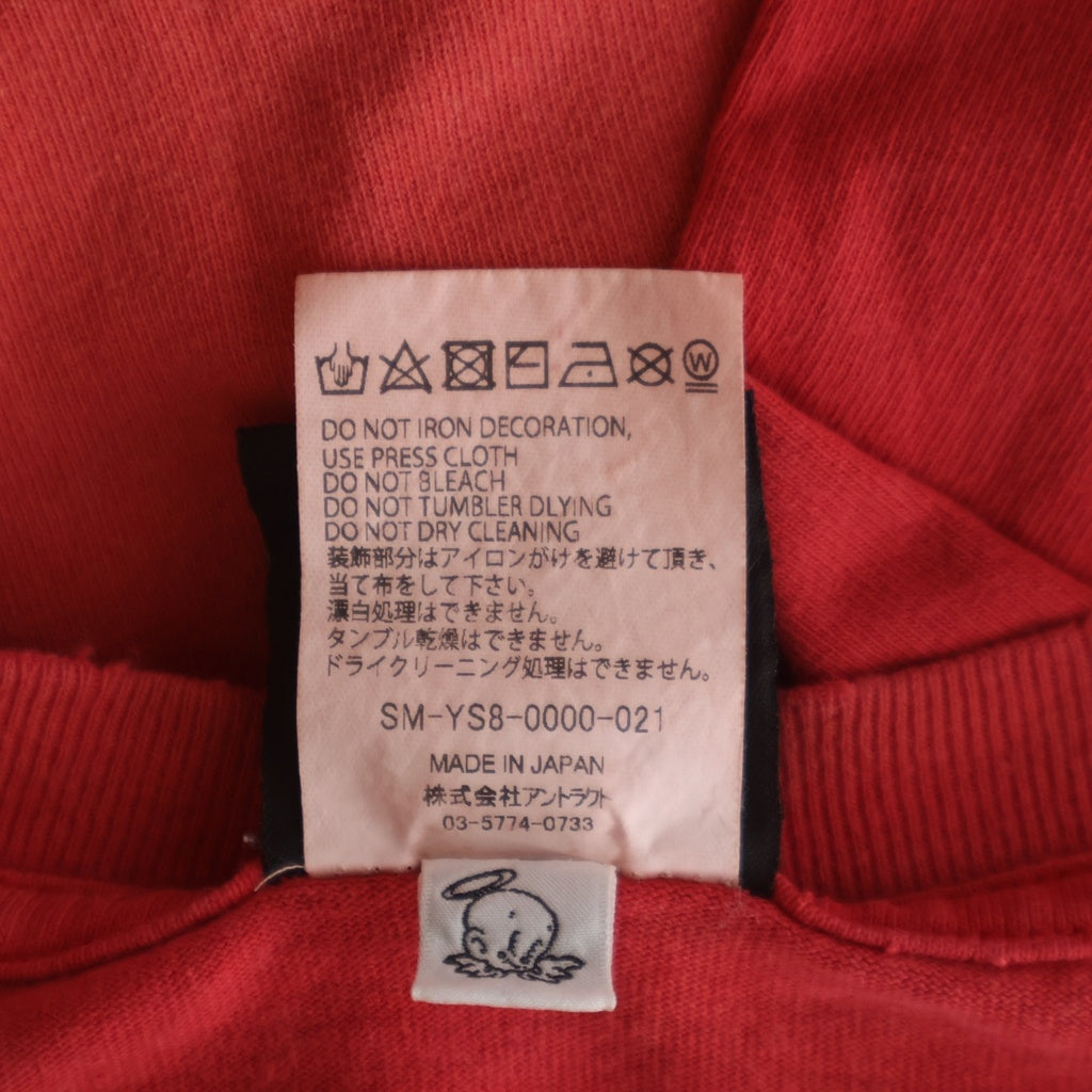 SAINT MICHAEL(セントマイケル) 24SS LS TEE SOFT LOVE ソフト ラブプリント加工Tシャツ 長袖クルーネックカットソー レッド SM-YS8-0000-021