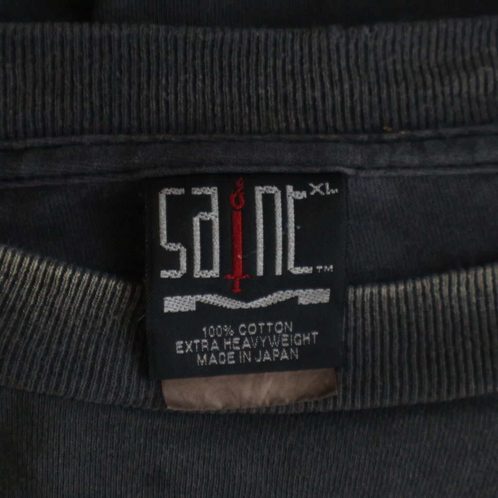 SAINT MICHAEL(セントマイケル) 25SS RAINBOW LS TEE加工 レインボーロゴプリントTシャツ 長袖クルーネックカットソー ブラック SM-HR8-0000-032
