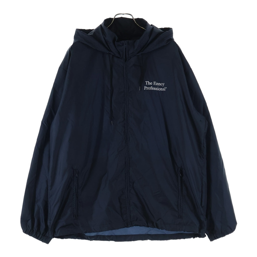 The Ennoy Professional(エンノイプロフェッショナル) 24SS PACKABLE NYLON JACKET パッカブル フロントロゴ刺繍 フード付 ジップアップナイロンジャケット ネイビー SS24BRENJK02LP