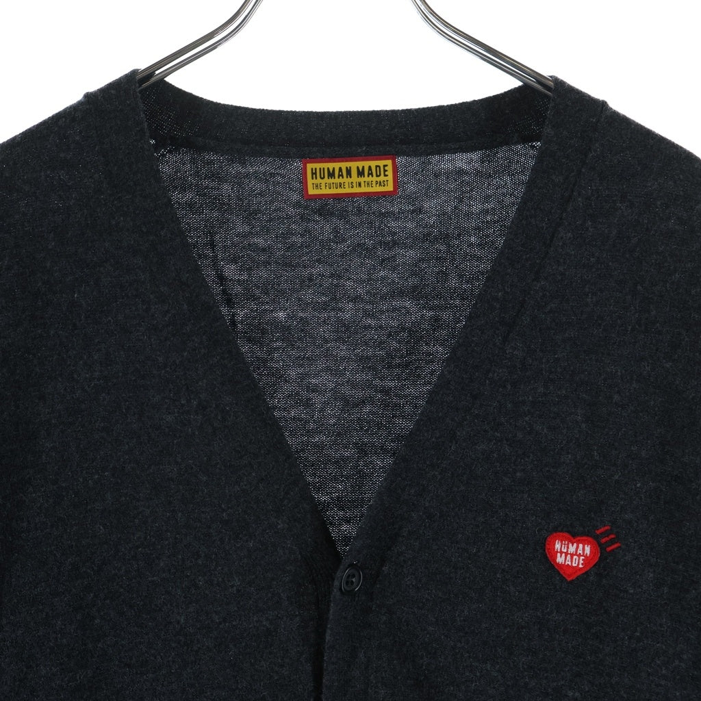 HUMAN MADE(ヒューマンメイド) 25AW HEART BADGE KNIT CARDIGAN ハート バッジ ウール ニットカーディガン グレー HM30CS046