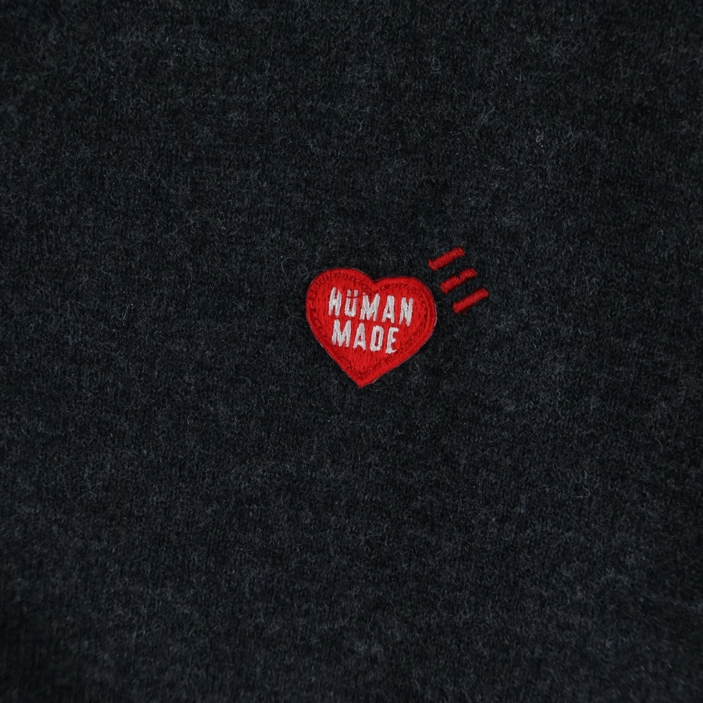 HUMAN MADE(ヒューマンメイド) 25AW HEART BADGE KNIT CARDIGAN ハート バッジ ウール ニットカーディガン グレー HM30CS046