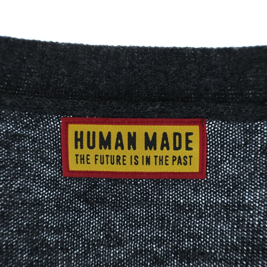 HUMAN MADE(ヒューマンメイド) 25AW HEART BADGE KNIT CARDIGAN ハート バッジ ウール ニットカーディガン グレー HM30CS046