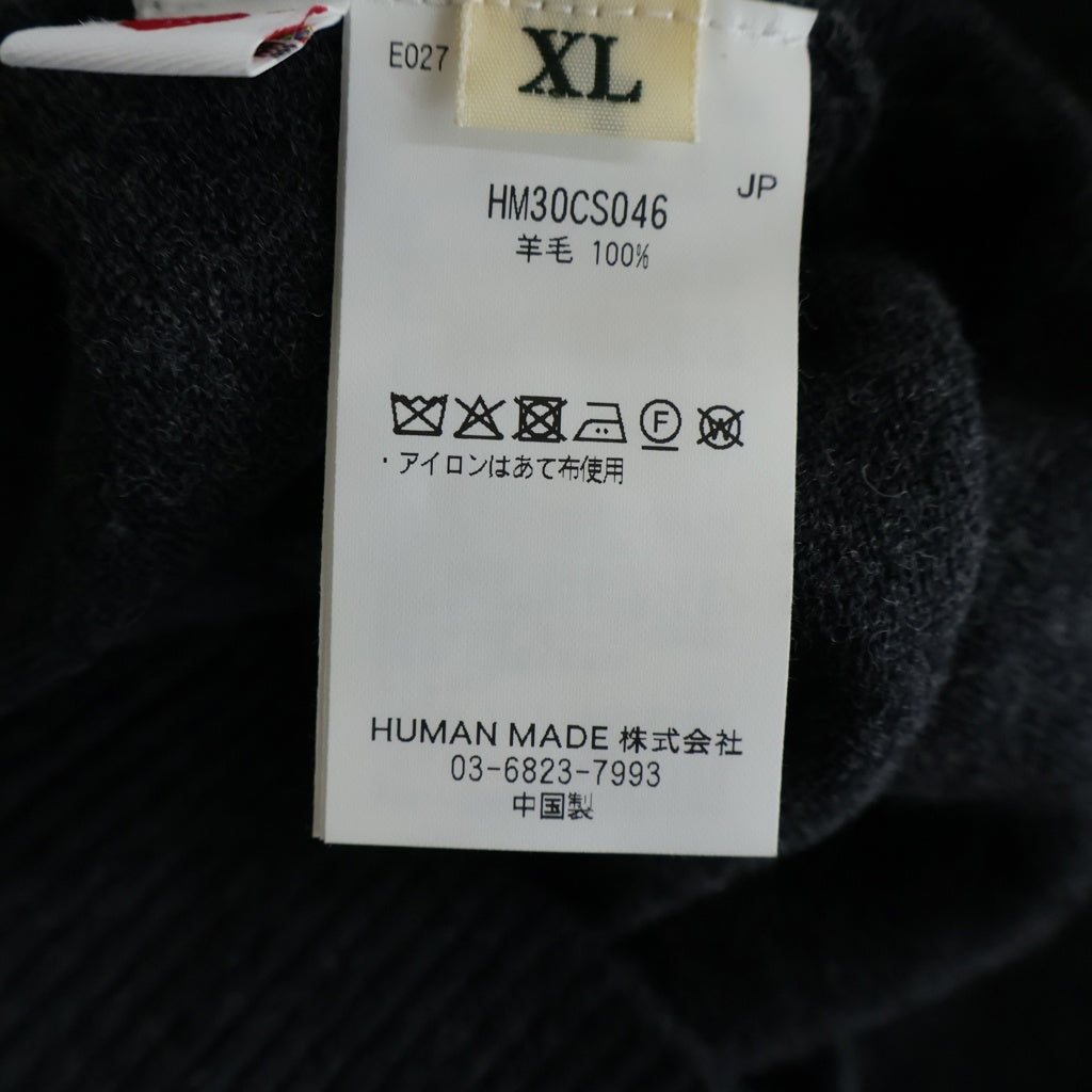 HUMAN MADE(ヒューマンメイド) 25AW HEART BADGE KNIT CARDIGAN ハート バッジ ウール ニットカーディガン グレー HM30CS046