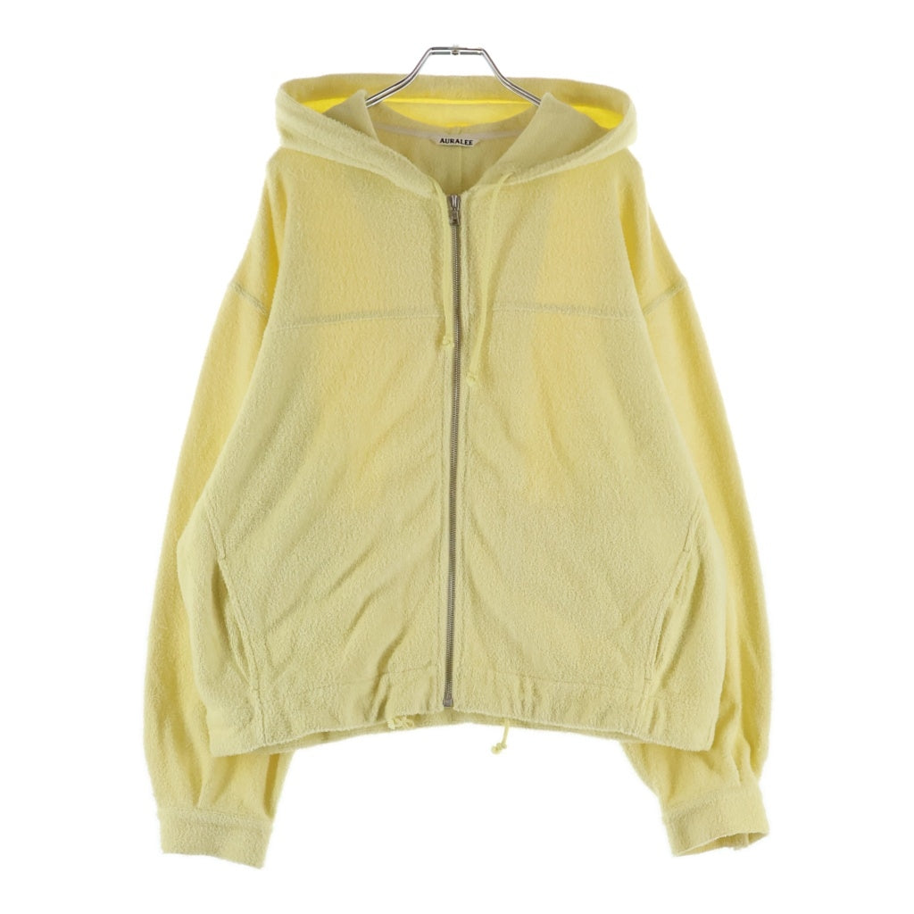 AURALEE(オーラリー) 26SS COTTON NYLON PILE ZIP PARKA コットン ナイロン パイル ジップアップパーカー フーディー イエロー A26SP01DP