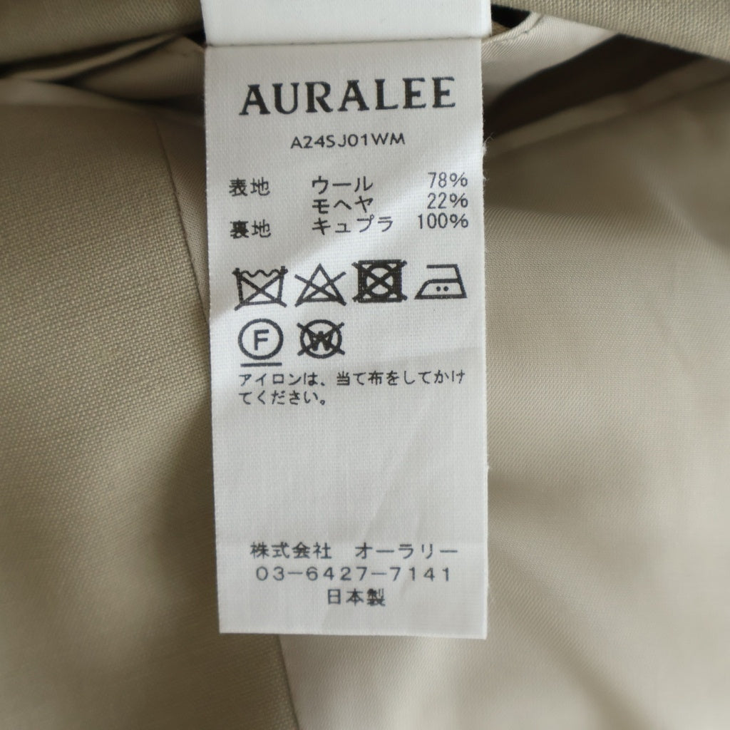 AURALEE(オーラリー) 24SS TROPICAL WOOL KID MOHAIR JACKET トロピカル ウール キッド モヘア シングルテーラードジャケット ベージュ A24SJ01WM