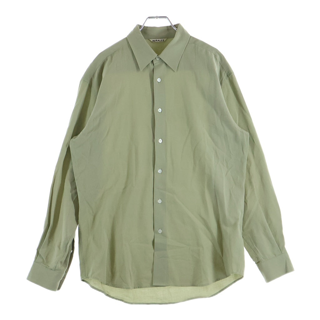 AURALEE(オーラリー) 24SS HARD TWIST COTTON SILK VIYELLA SHIRT ハード ツイスト コットン シルク ビエラ 長袖シャツ カーキ A24SS02KV